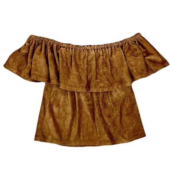 Cupcakes & Cashmere Womens Jennings Top in Butterscotch XSmall Brown Suede-Like - Picture 5 of 10
